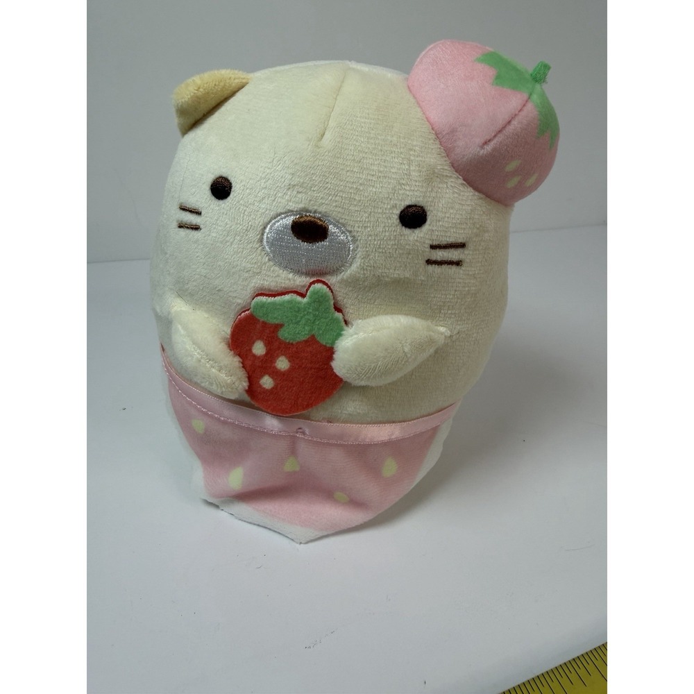 Sumikko‎ Gurashi San-X Shirokuma Strawberry Plush Mascot Prize Toy 6"